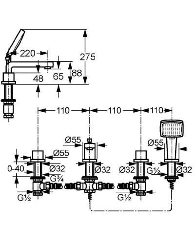 Смеситель на борт ванны Kludi Q-Beo 504240542