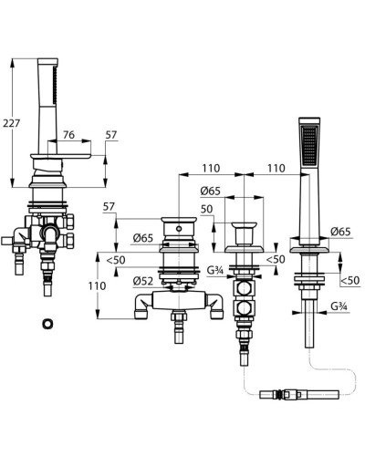 Смеситель на борт ванны Kludi E2 494260575