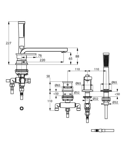 Смеситель на борт ванны Kludi E2 494470575