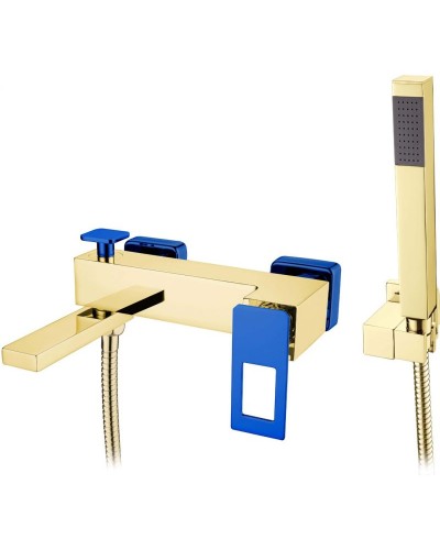 Смеситель для ванны Boheme Q 143-GUV Золото Синий