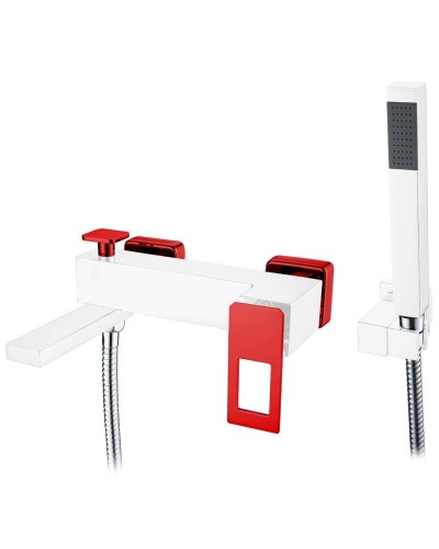 Смеситель для ванны Boheme Q 143-WR Белый Красный