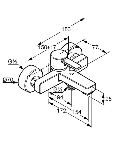 Смеситель для ванны Kludi Zenta 386700575 Хром