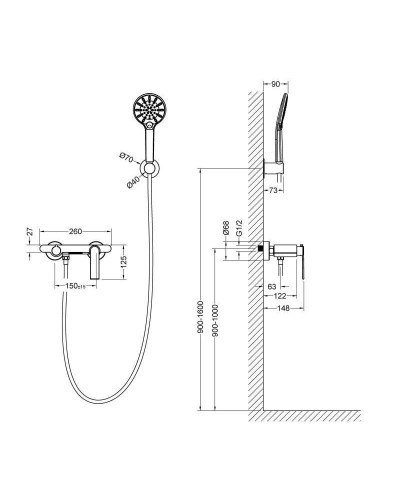 Смеситель для ванны Timo Anni 2714/03Y Черный