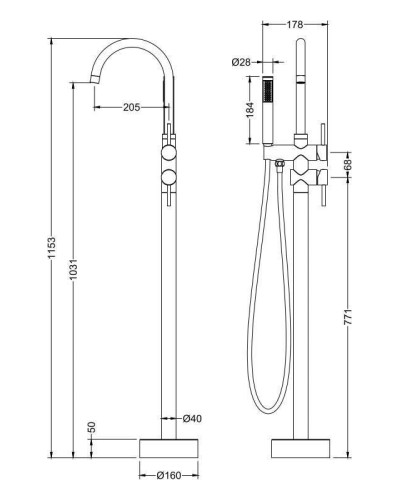 Смеситель для ванны Timo Saona 2300/03Y-CR Черный