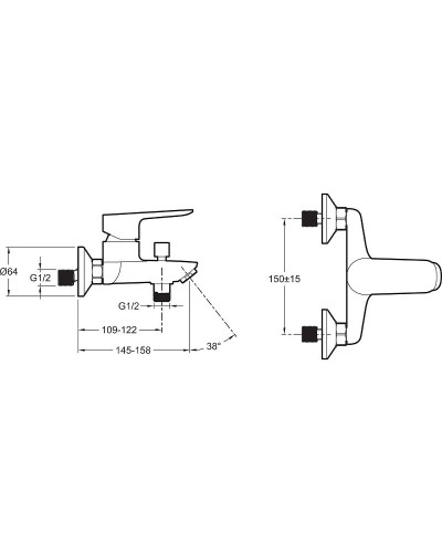 Смеситель для ванны Jacob Delafon Oscar E29844-BL Черный матовый