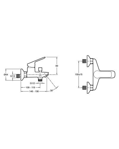 Смеситель для ванны Jacob Delafon Lucien E20848-CP Хром