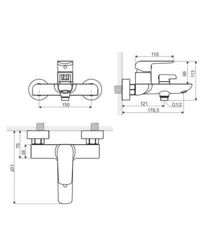 Смеситель для ванны Excellent Clever ARAC.4105CR