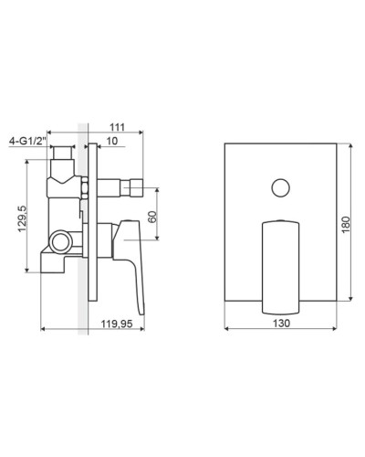 Смеситель для ванны Excellent Platania ARAX.7044CR