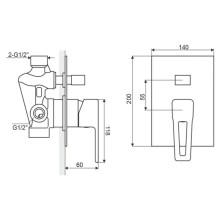 Смеситель для ванны Excellent Square ARAC.1544CR