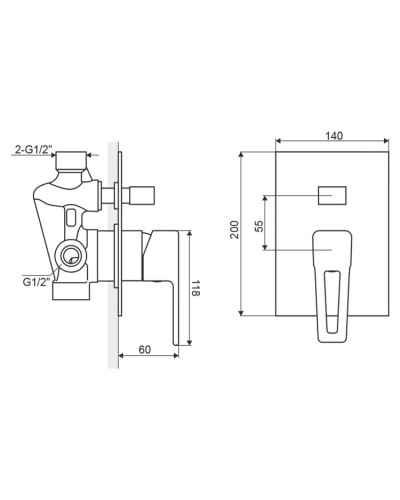 Смеситель для ванны Excellent Square ARAC.1544CR