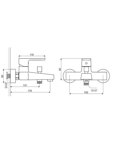 Смеситель для ванны Excellent Square ARAC.1505CR