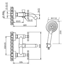 Смеситель для ванны Orange Mia M34-300gr Графит