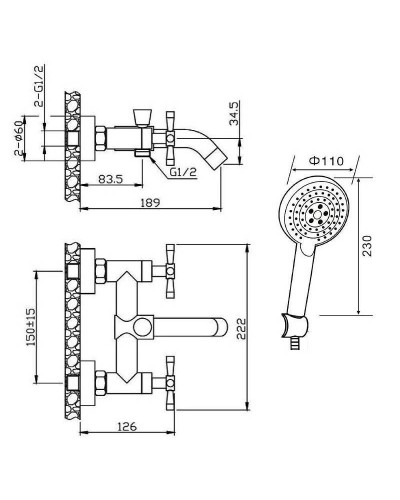 Смеситель для ванны Orange Mia M34-300gr Графит