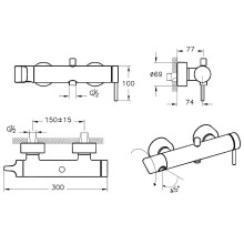 Смеситель для ванны Vitra Origin A42619 Хром