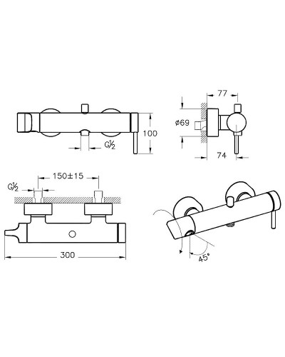 Смеситель для ванны Vitra Origin A42619 Хром