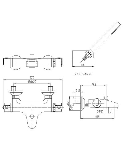 Смеситель для ванны Paini Arena 92CR105 Хром