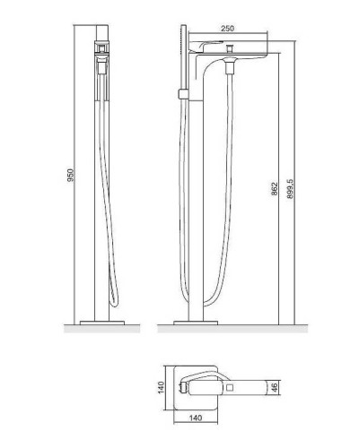 Смеситель для ванны Excellent Keria AREX.2055BL Черный