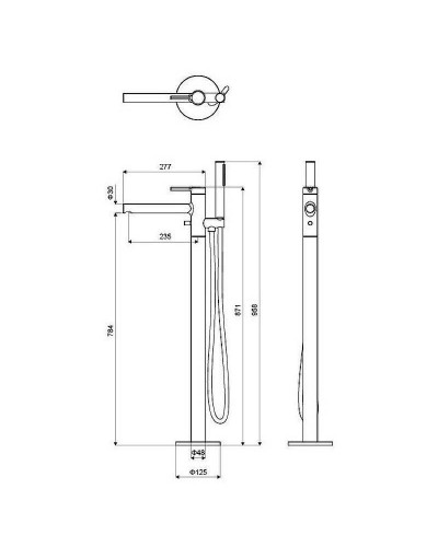 Смеситель для ванны Excellent Pi Arex AREX.1255GL Золото