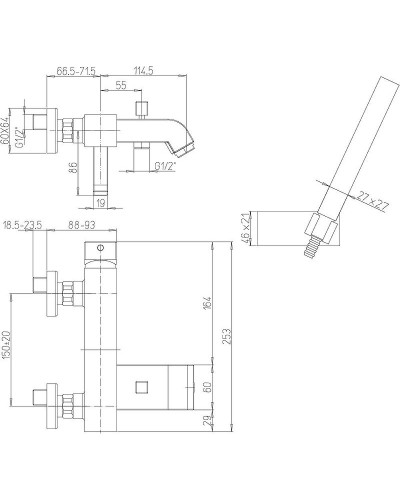 Смеситель для ванны Paini Q 19CR105KM Хром