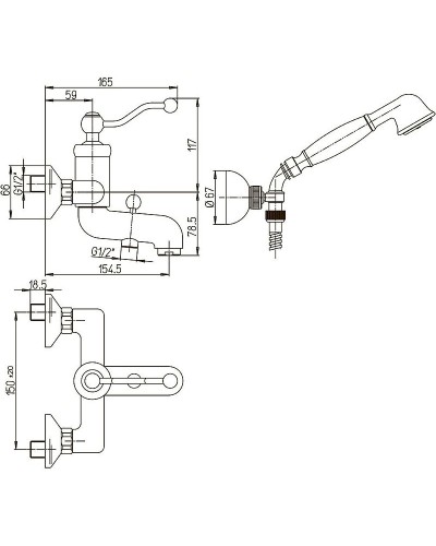 Смеситель для ванны Paini Duomo 88F3105KM Старая бронза