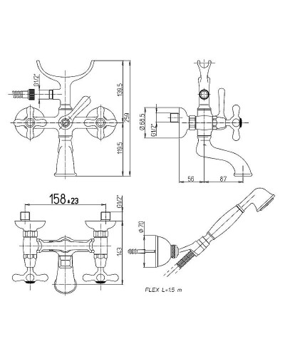 Смеситель для ванны Paini Liberty 17CR105KM Хром