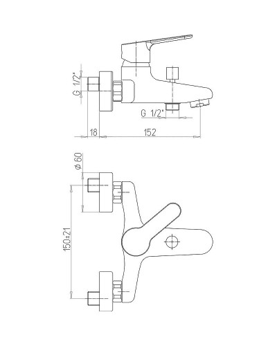 Смеситель для ванны Paini Unika 59CR111LMKM Хром