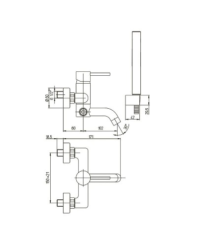 Смеситель для ванны Paini Cox 78PZ100 Черный матовый