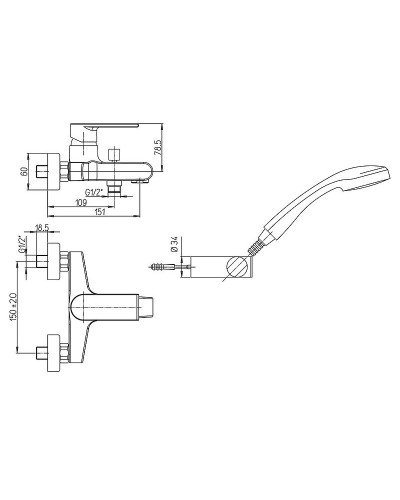 Смеситель для ванны Paini Ghibli 44CR105E Хром
