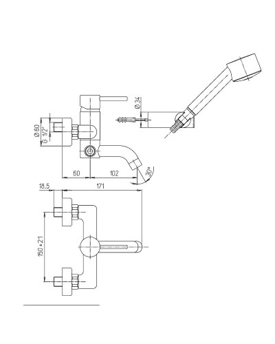 Смеситель для ванны Paini Cox 78CR105 Хром