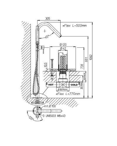 Смеситель для ванны Paini Cox 78CR136 Хром