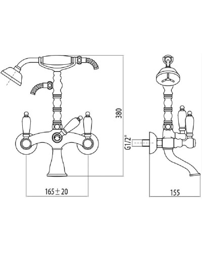 Смеситель для ванны Gattoni Vivaldi Lever 1300113VOGRbr