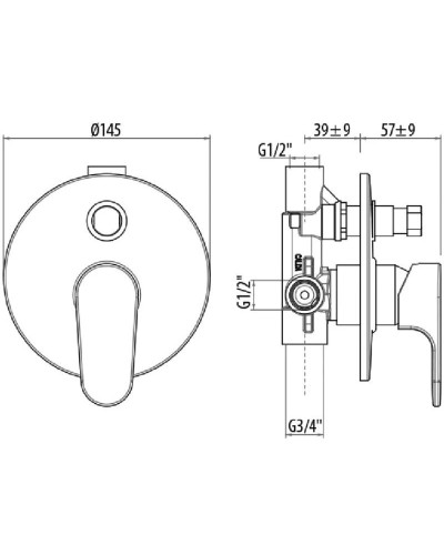 Смеситель для ванны Gattoni H2OMIX 1000 1034/10C0CR