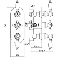 Термостатический смеситель для ванны Gattoni Termostatici TS994/12DOoro