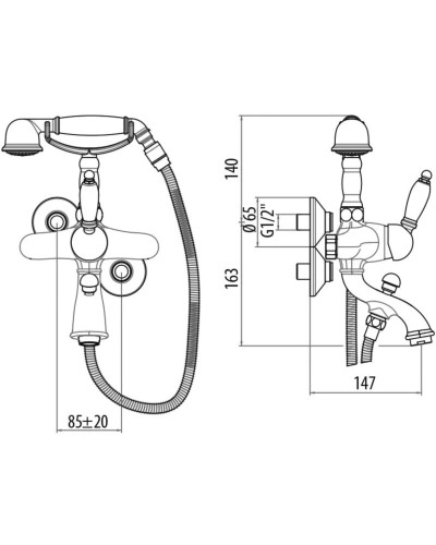 Смеситель для ванны Gattoni Orta 2700/27D0ORO