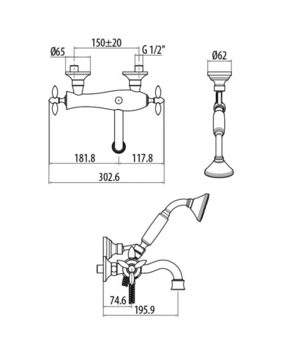 Смеситель для ванны Gattoni Timor 1800118D0ORO