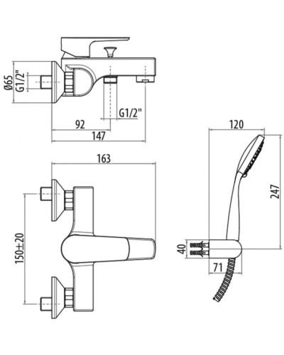 Смеситель для ванны Gattoni H2OMIX 3000 3000/30C0CR