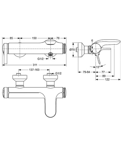 Смеситель для ванны Ideal Standard Melange A4271AA Хром