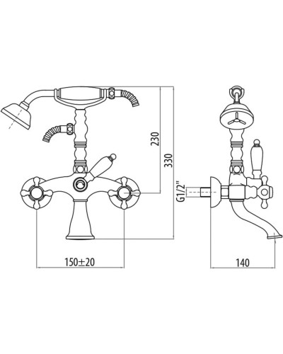 Смеситель для ванны Gattoni Vivaldi 1200112V0.GRBR