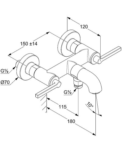 Смеситель для ванны Kludi Nova Fonte Puristic 205403915 Черный матовый