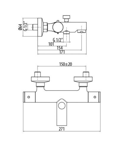 Термостат для ванны  Gattoni Termostatici TS210/22C0CR