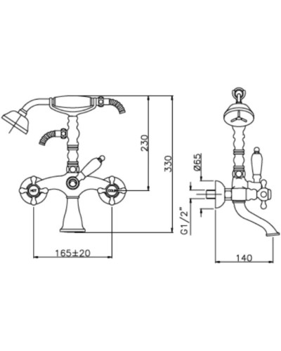 Смеситель для ванны Gattoni Vivaldi 1200112C0.GRcr