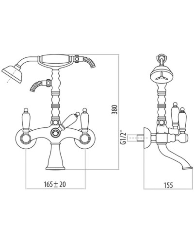 Смеситель для ванны Gattoni Vivaldi Lever 1300113CO.GRcr