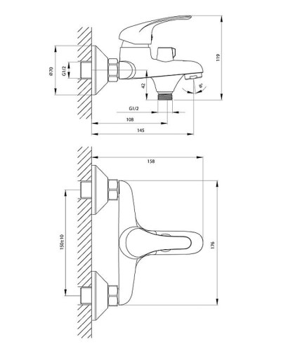Смеситель для ванны Rossinka A35-30 Хром