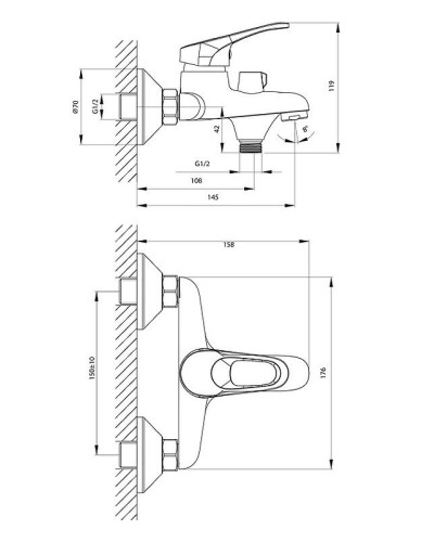 Смеситель для ванны Rossinka B35-30 Хром
