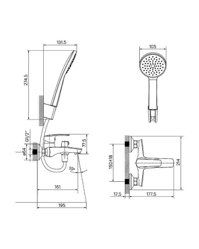 Смеситель для ванны Iddis Ray RAYWT02i02 Белый