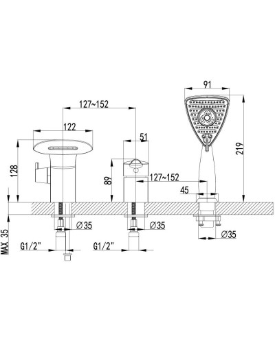 Смеситель на борт ванны Lemark Mars LM3545C