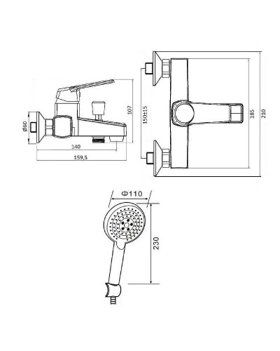Смеситель для ванны Orange OneLife P02-300w Белый матовый
