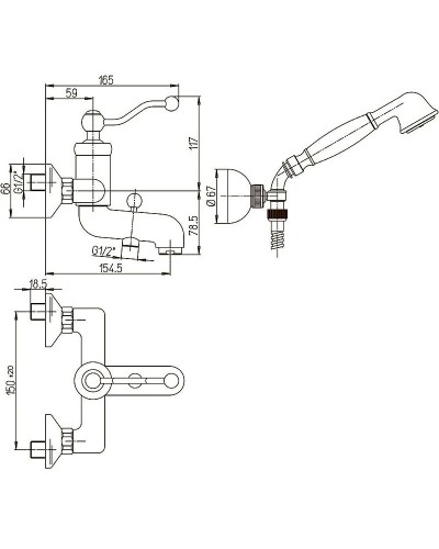 Смеситель для ванны Paini Duomo 88OP105 Золото