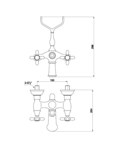 Смеситель для ванны Timo Ritz 0144Y chrome-gold cross