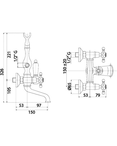 Смеситель для ванны Cezares Golf-VD-01-Bi Хром